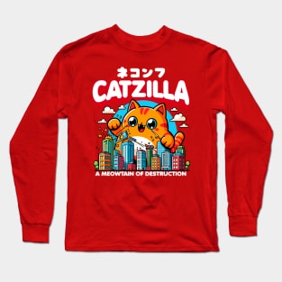 Cute Kawaii Catzilla Long Sleeve T-Shirt